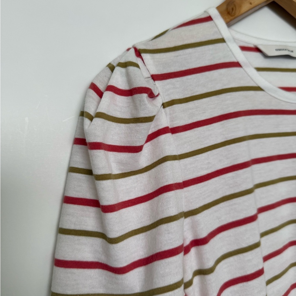 Rebecca Taylor Striped Cherry and Olive Women's Top - Picture 3 of 4